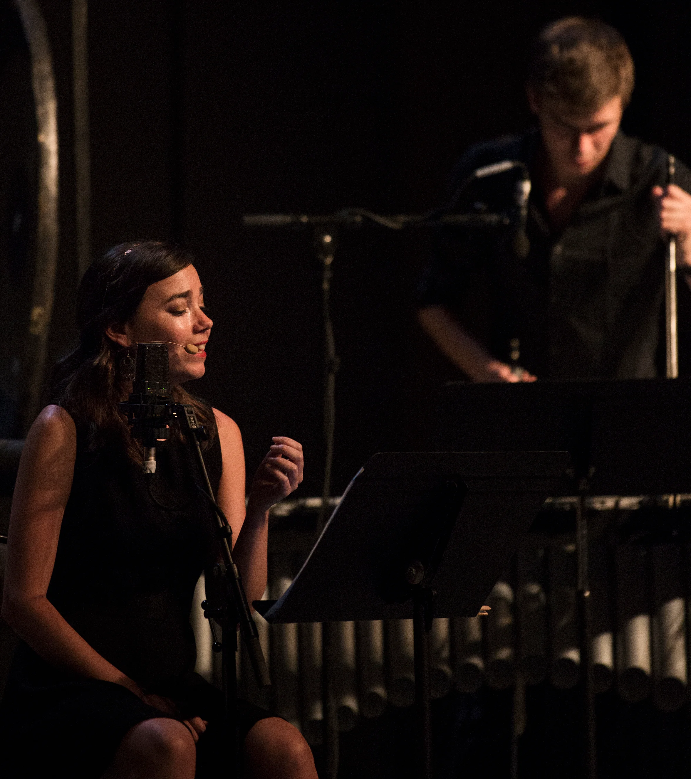 Jennifer Courcier and Magali Simard Galdès, sopranos; Dorian Selmi, percussion. Festival d'Aix-en-Provence, July 2017.