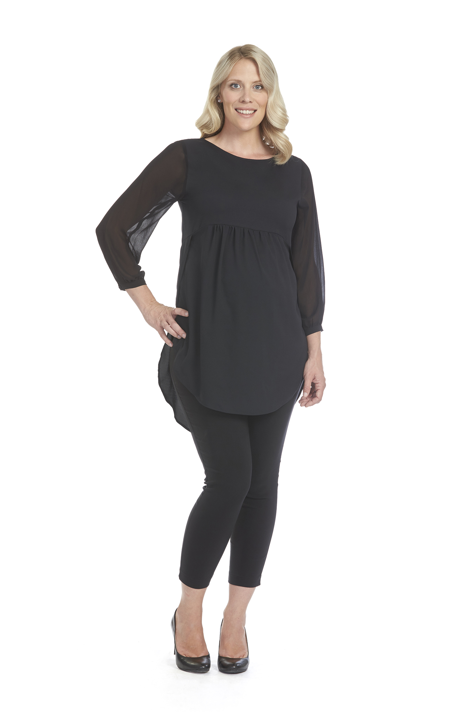 Maternity-3330 : Black Scoop Neck Tunic
