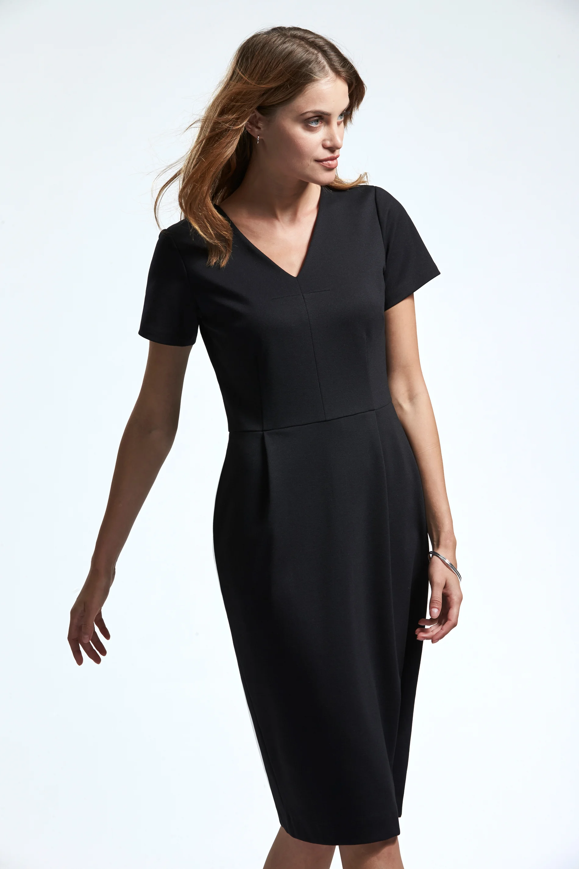 health care age care uniform black ponte dress