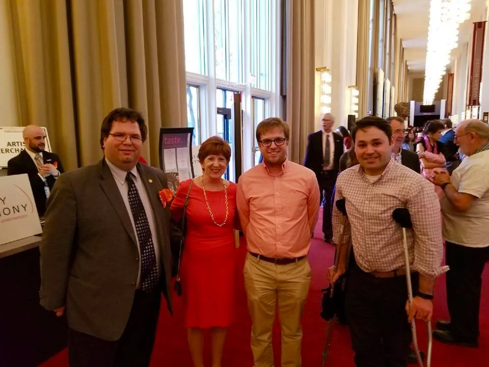 Peter Brusoe (President) and members of the Metro D.C. UAlbany Alumni Association came to the concert to show their symphony pride. On their way into the concert hall they ran into Albany mayor Kathy Sheehan.