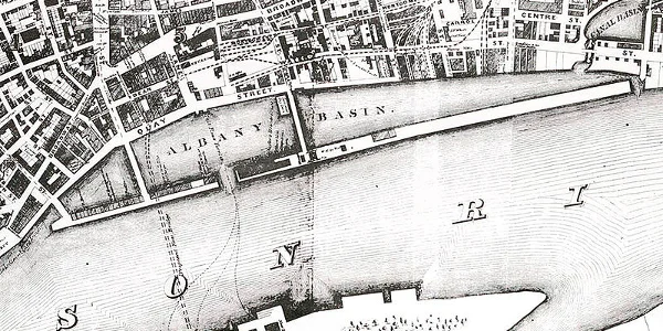 Drawing of the Albany Basin, 1857, unknown.