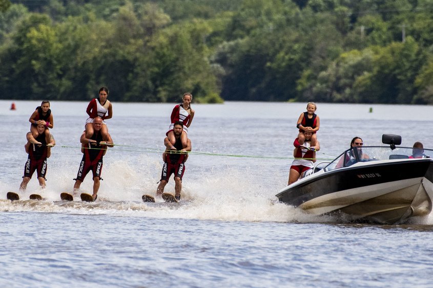  The X-Squad Water Ski Team will perform a ski show on the Hudson River. 