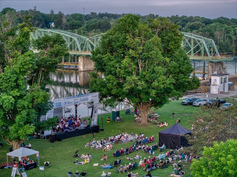 Albany Symphony performing in tranquil Fort Plain, NY alongside Erie Canal Lock 15 on July 5, 2025