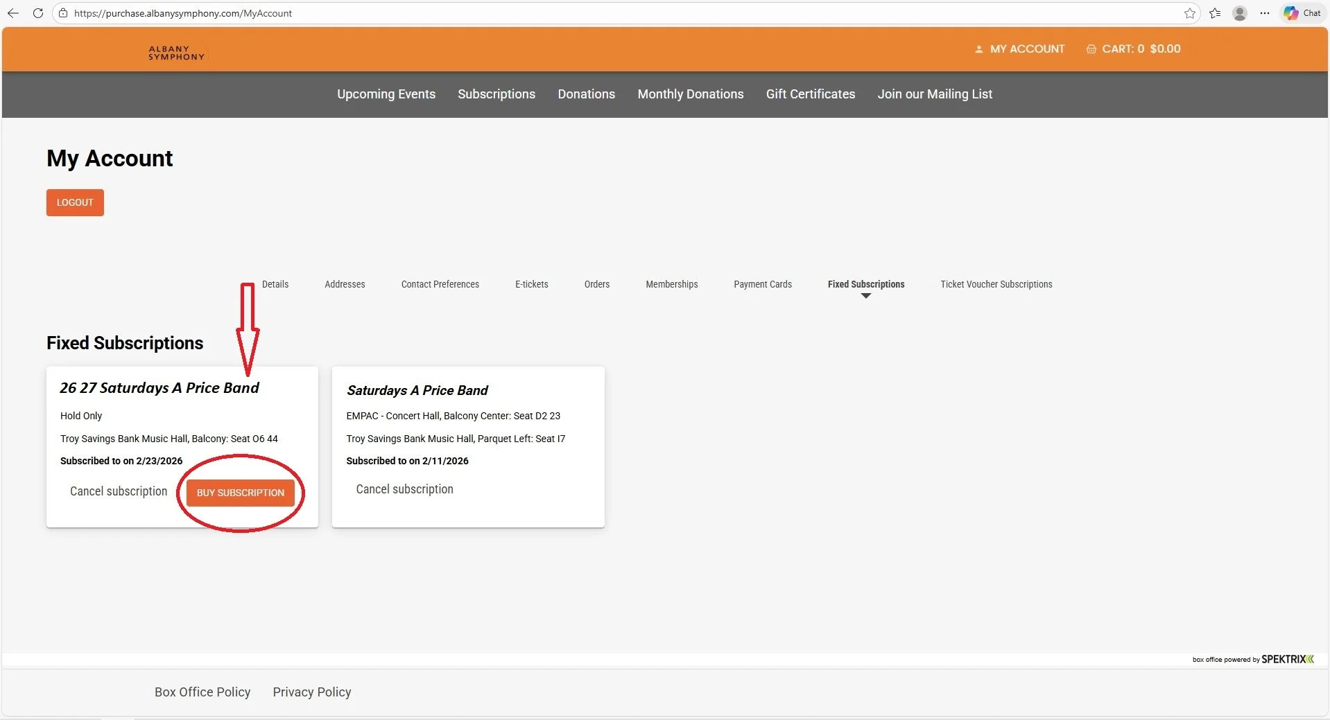 3) Select BUY SUBSCRIPTION to renew your subscription
