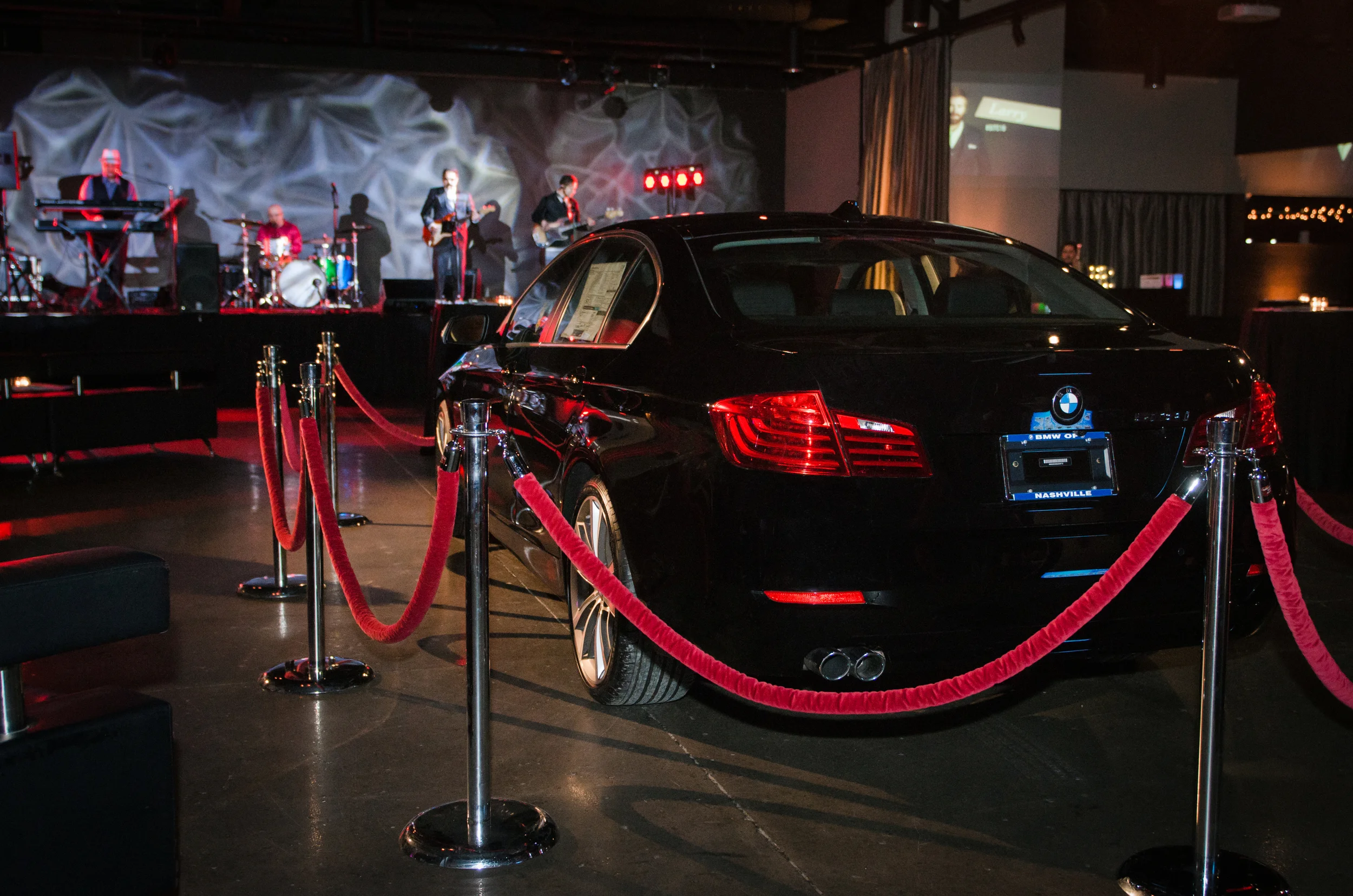 A BMW car was immersed in the middle of the room at The Rosewall