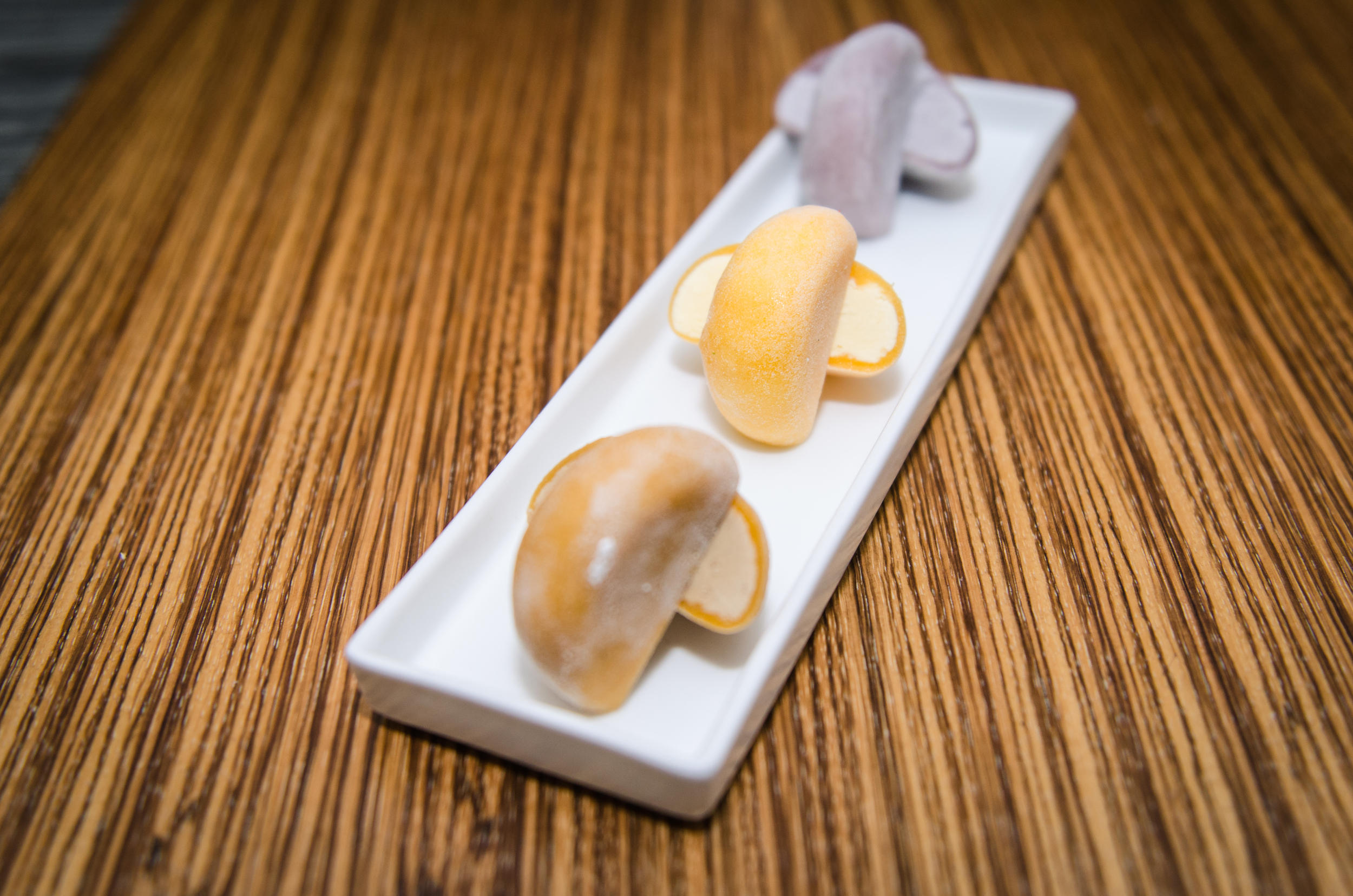 Virago 's mochi trio with premium Hawaiian ice cream in a sweet rice wrapper