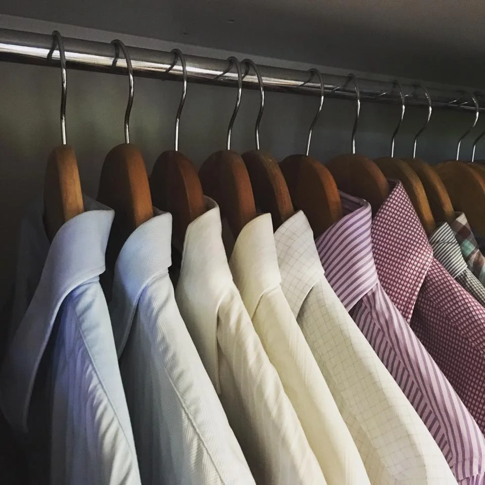 Using the same coat hanger immediately makes the wardrobe look more organised. Image: The Organising Bee