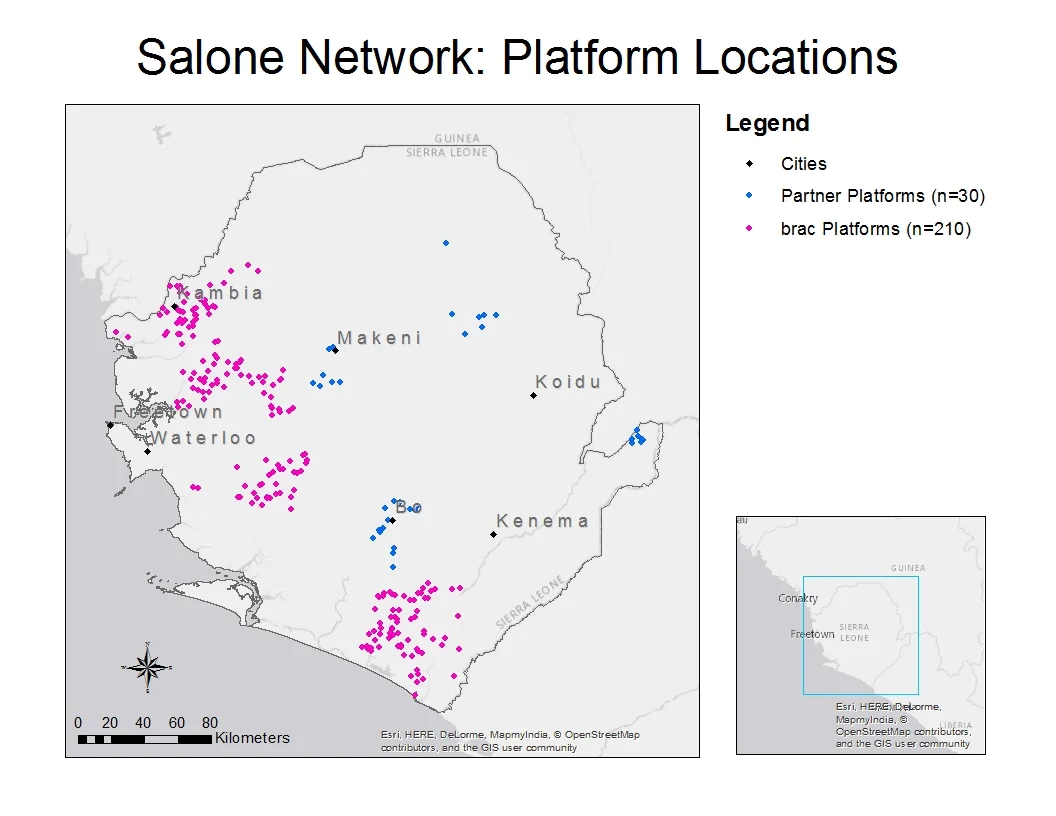 Each dot on the map represents a girl platform, or meeting space, run by network organizations. With over 240 platforms now active, our goal is to create 1,000 in the near future.