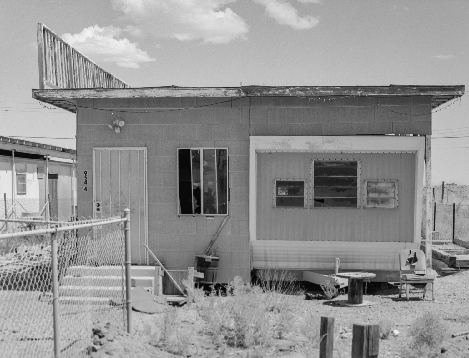 28 Aug 2016, Abandoned home, Bombay Beach, Salton Sea, CA. Pentax 645, Tri-X 400, Developed (D76) and Scanned by me.