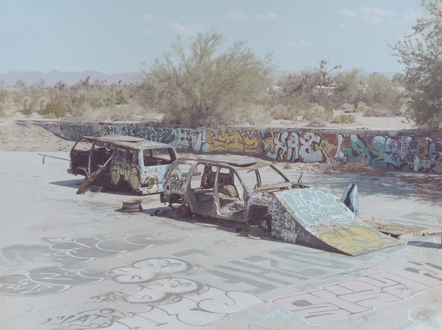 28 Aug 2016, Skate Park, Slab City, Niland, CA. Pentax 645, Ektar 100 @ 400, Developed (Unicolor) and Scanned by me.