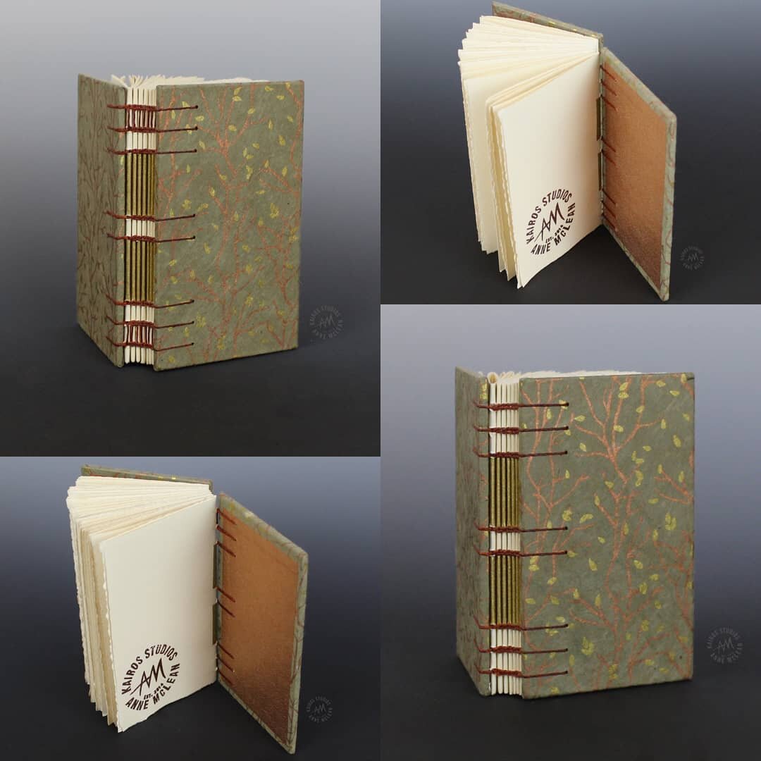 Can a small change on the spine really make that much of a difference in how the book looks?  These books are twins - same cover paper, size, and general binding design... With one small difference!  One book includes an extra section of longstitch a