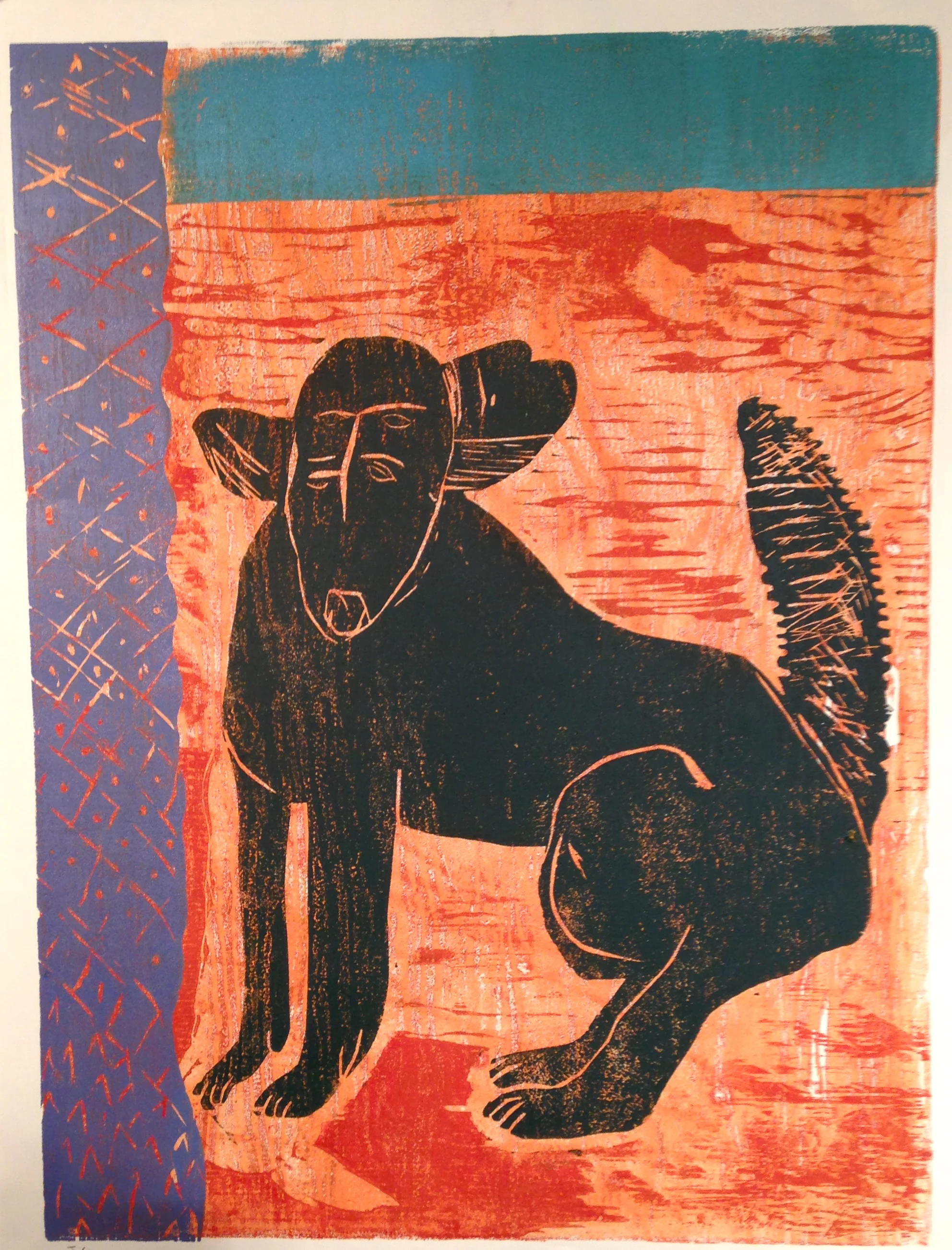 Hannah Ryggen Dog 2016 Woodblock print, ed. of 8