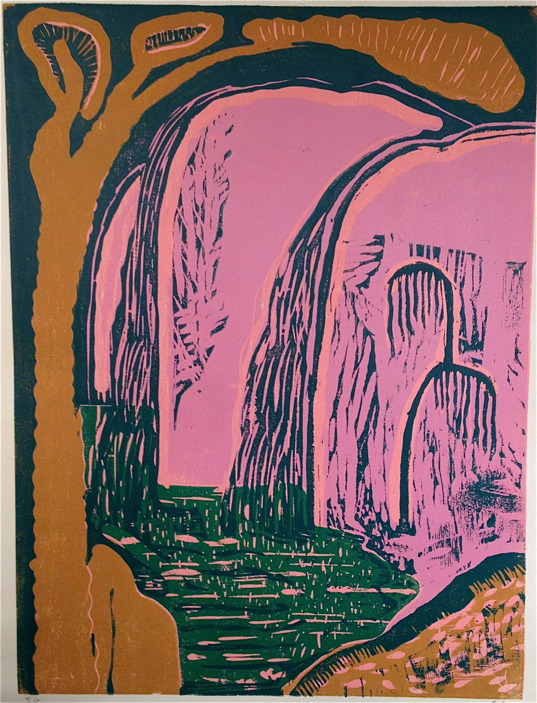 The Singing Waterfall 2016 Woodblock print, ed. of 8