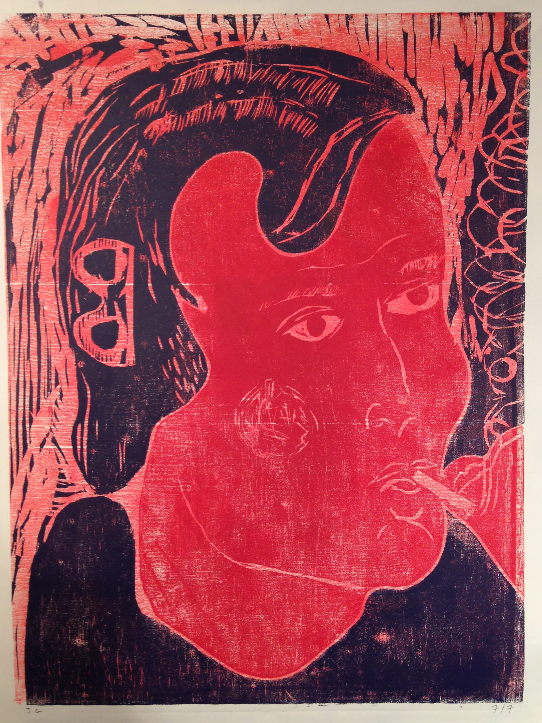 The Smoker 2016 Woodblock print, ed. of 7