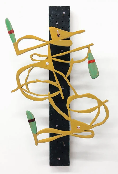 Ghost Ranch Cactus I 2018 Birch plywood, peg board, metal, hand-cut nails, Flashe, thread