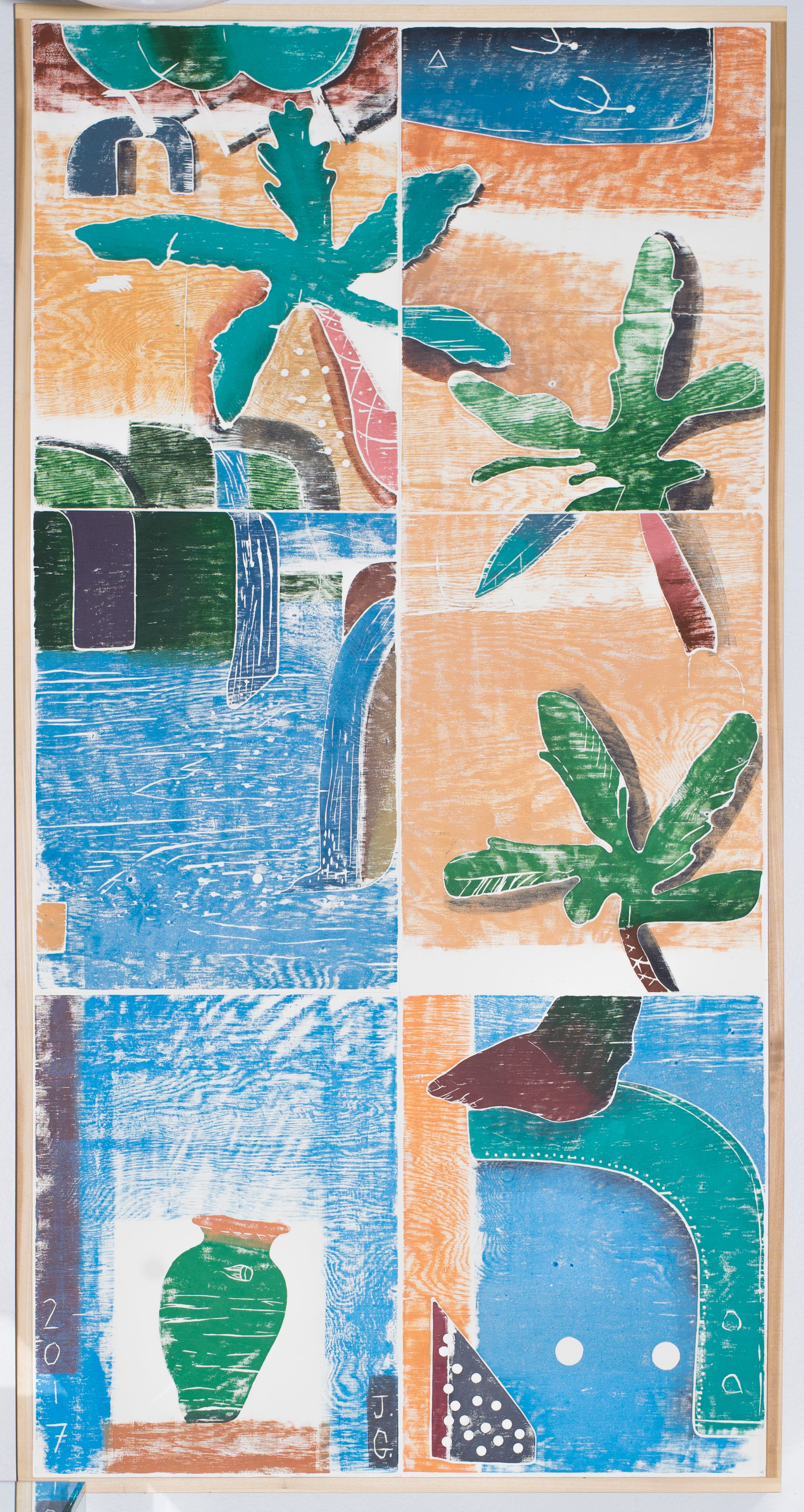   Bathers  (panel three)  multi-color woodblock monoprint  2017 