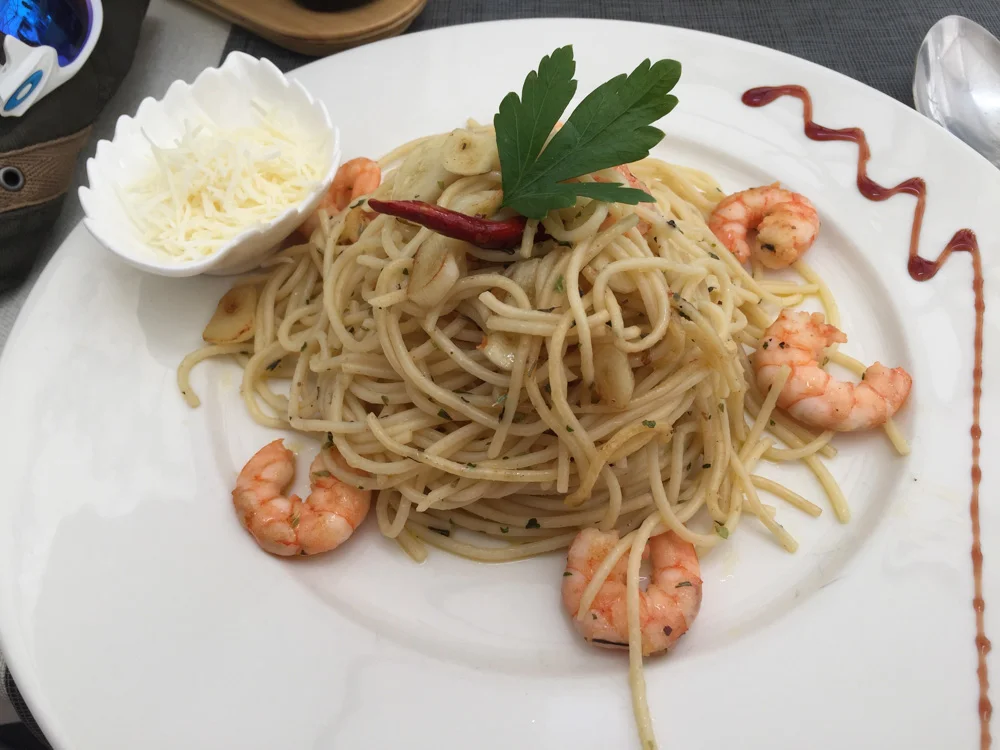 Tasty langoustine pasta.