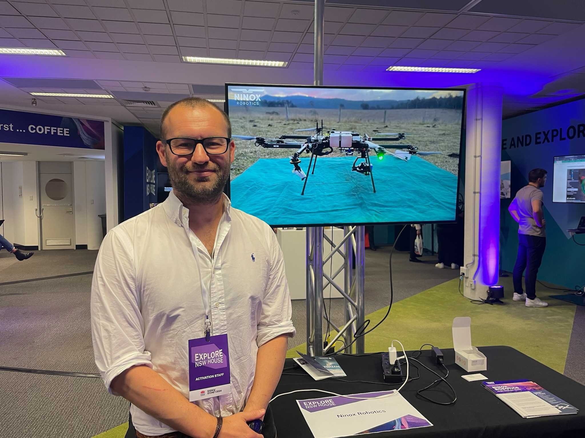 Our Managing Director, Marcus Ehrlich, is at SXSW today as part of the Sea to Space activation, showcasing Ninox Robotics' cutting-edge drone technology and innovative solutions for industries such as #environmental monitoring, #emergency services, a