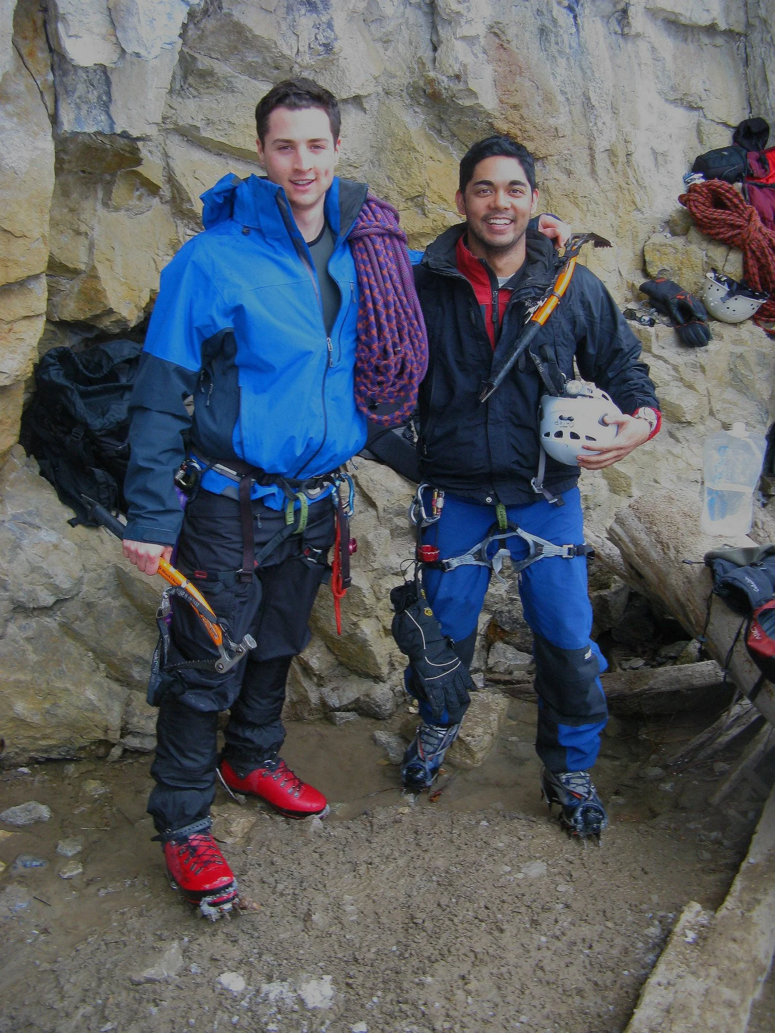Isaiah (on the left) and a friend on an ice climb.