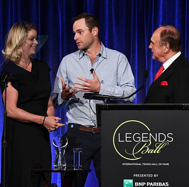 2017 @tennishallofame inductees #andyroddick and @clijsterskim attend the #legendsball during the @usopen this past weekend #latergram #nofilter