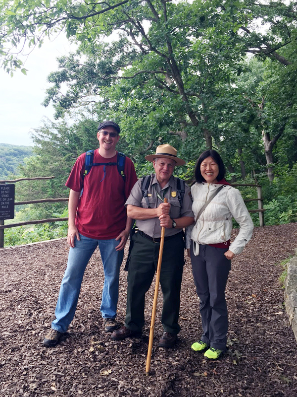 Park Ranger Michael Douglass, Nancy and I at Fire Point