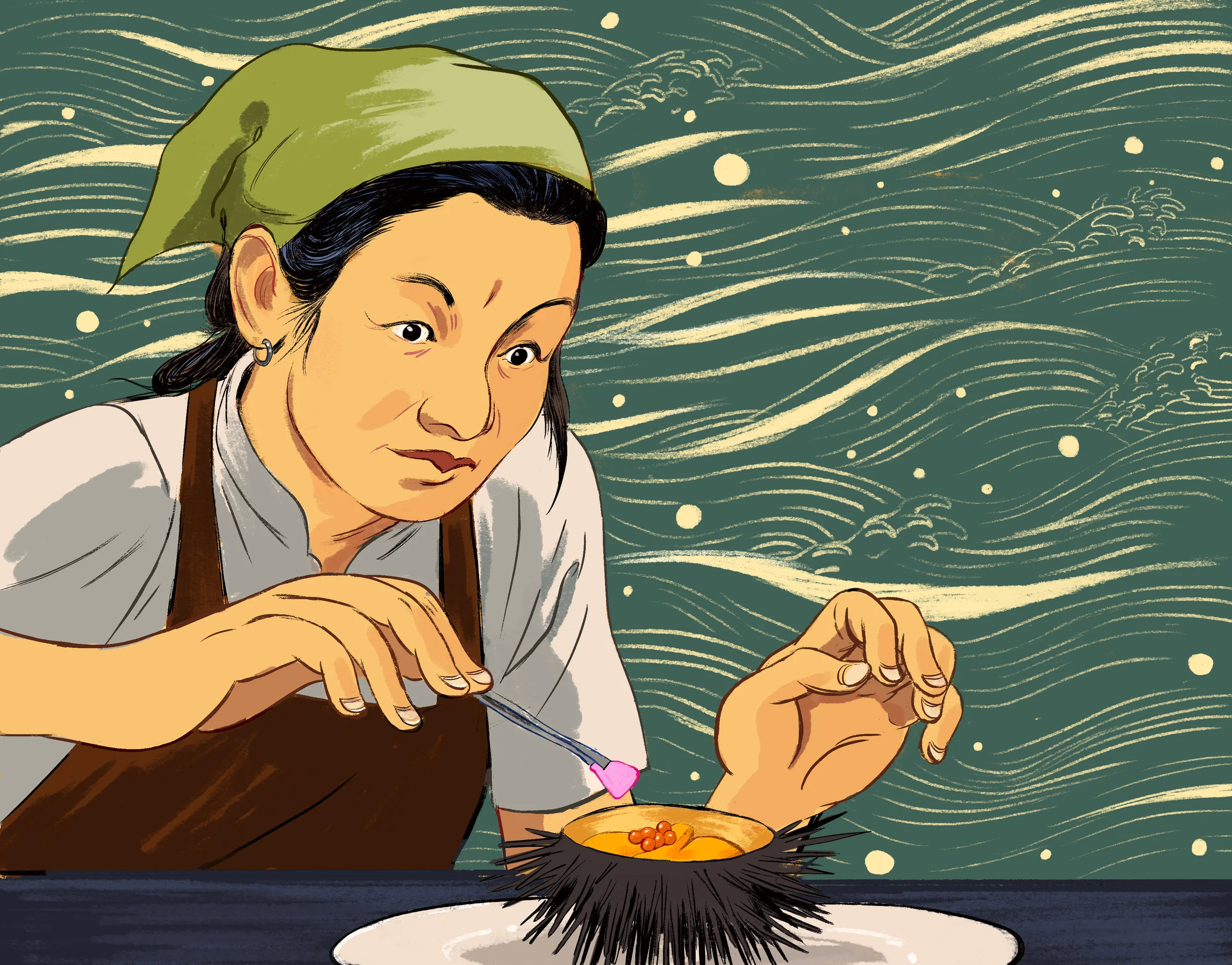 Self-initated portrait of chef Niki Nakayama of restaurant n/naka in Los Angeles.