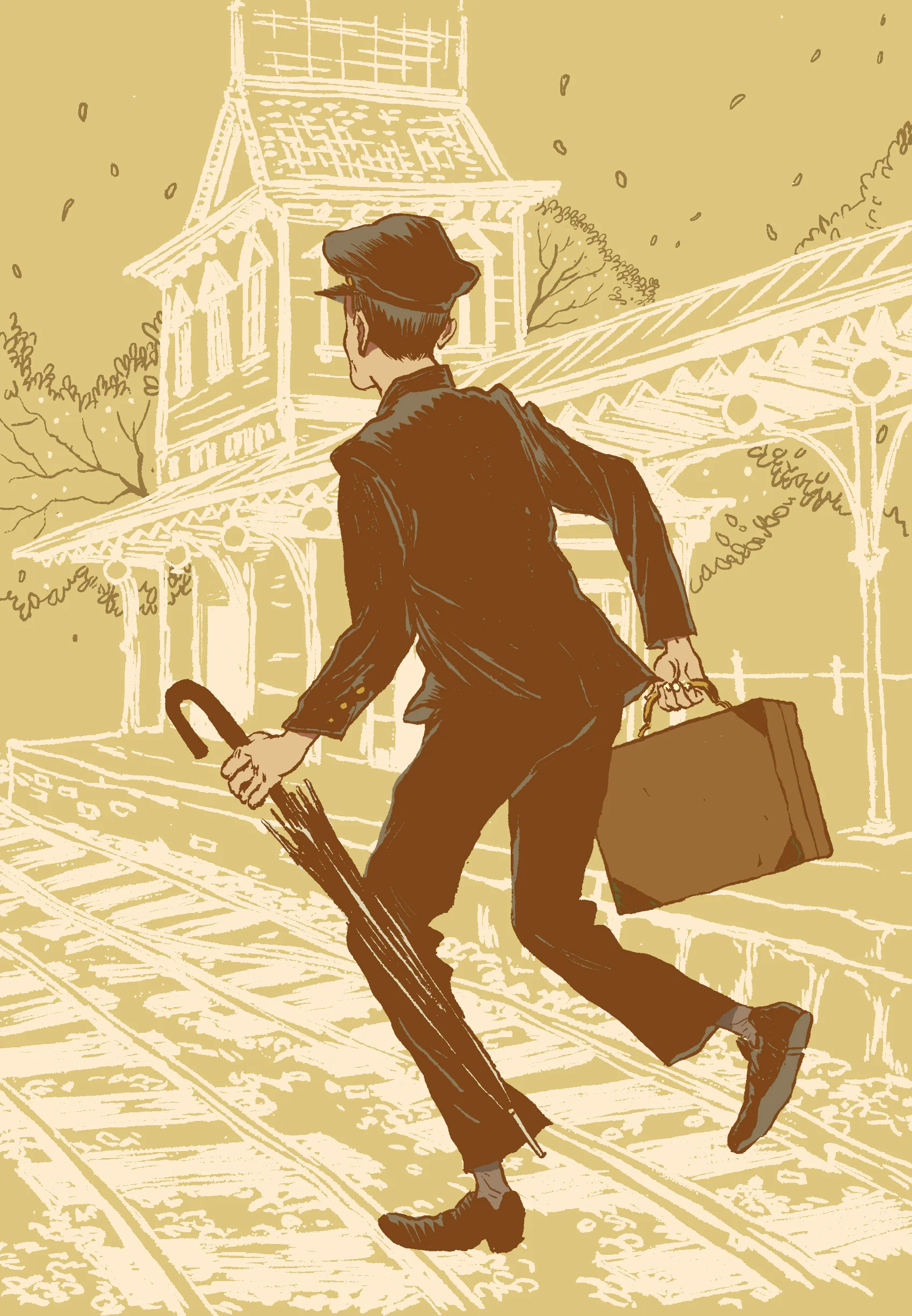 Personal illustration based on Natsume Soseki’s 1908 novel Sanshiro. Mixed media (ink & digital).