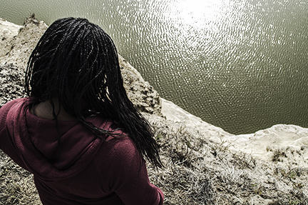 My first attempt at the "back of the head" image was me peering over a cliff edge, almost like I was about to jump. It didn't quite come out the way I wanted, so I decided to shoot something new.