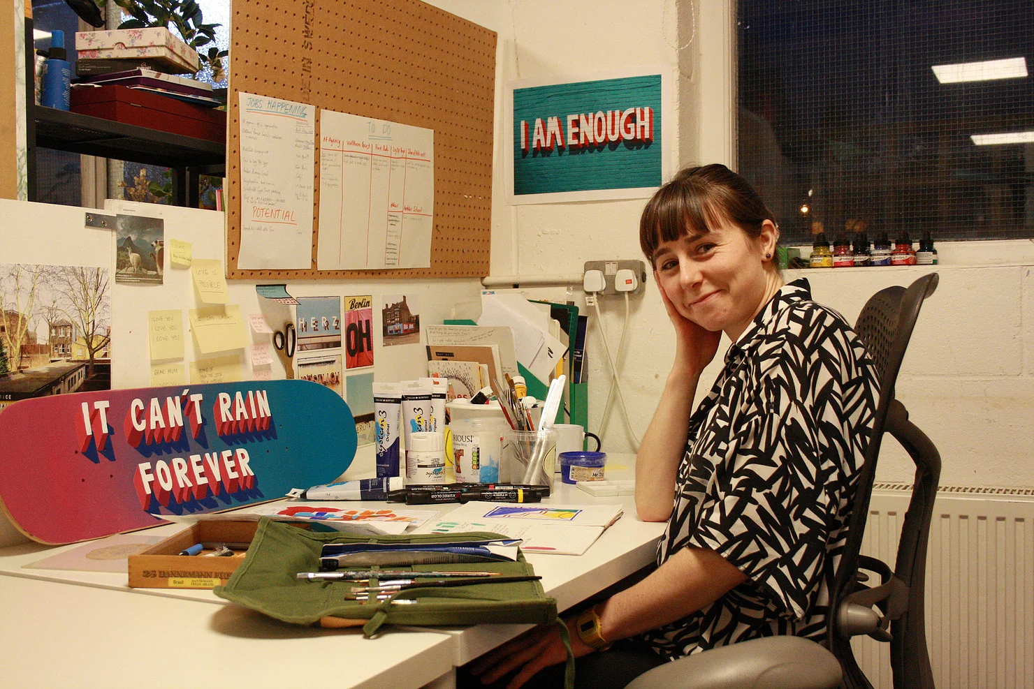 Naomi in her studio in Hackney