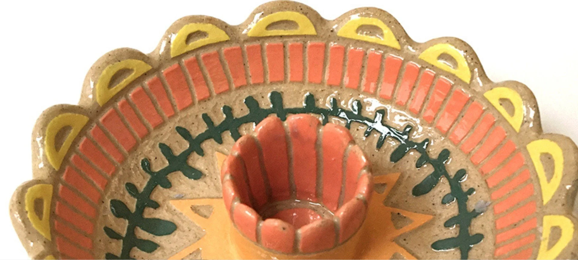 Handbuilt Pottery: Sgraffito Candlestick Holder 