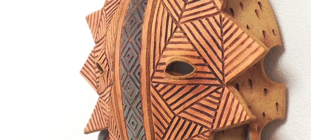 Ceramic Wall Mask with Sgraffito Decoration