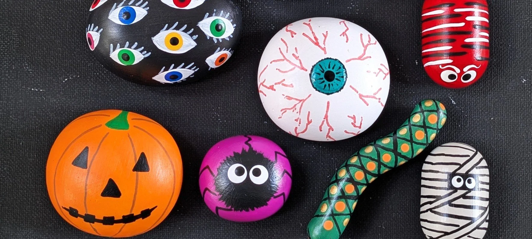Spooky pebble painting workshop