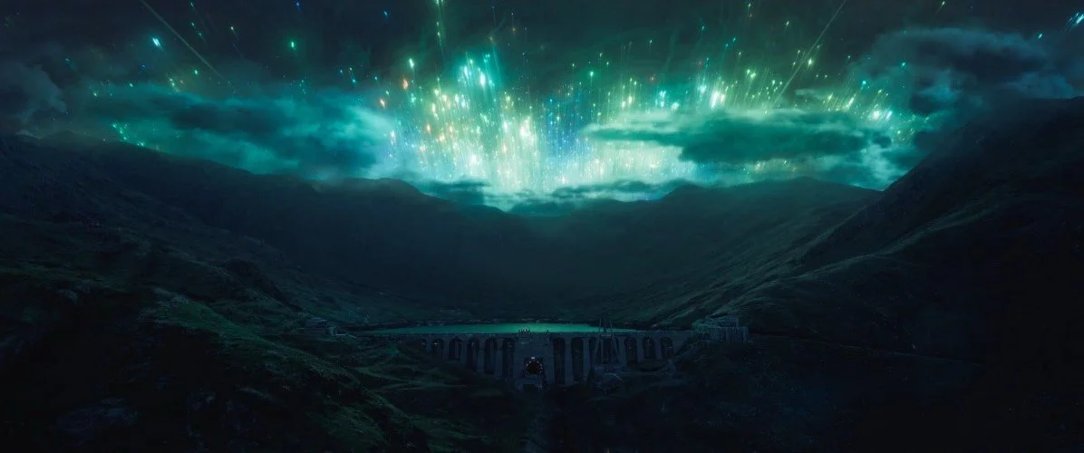 Screenshot from Star Wars Andor season 1 showing the Meteor shower call "Eye of Aldhani" from episode 6