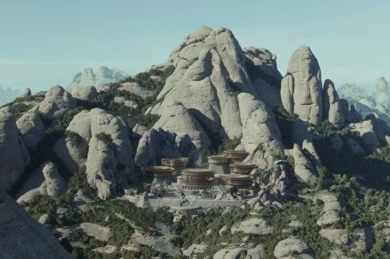 Screenshot from Emmy & Bafta winning Star Wars Andor season 2 showing Mon Mothmas estate on Chandrilla