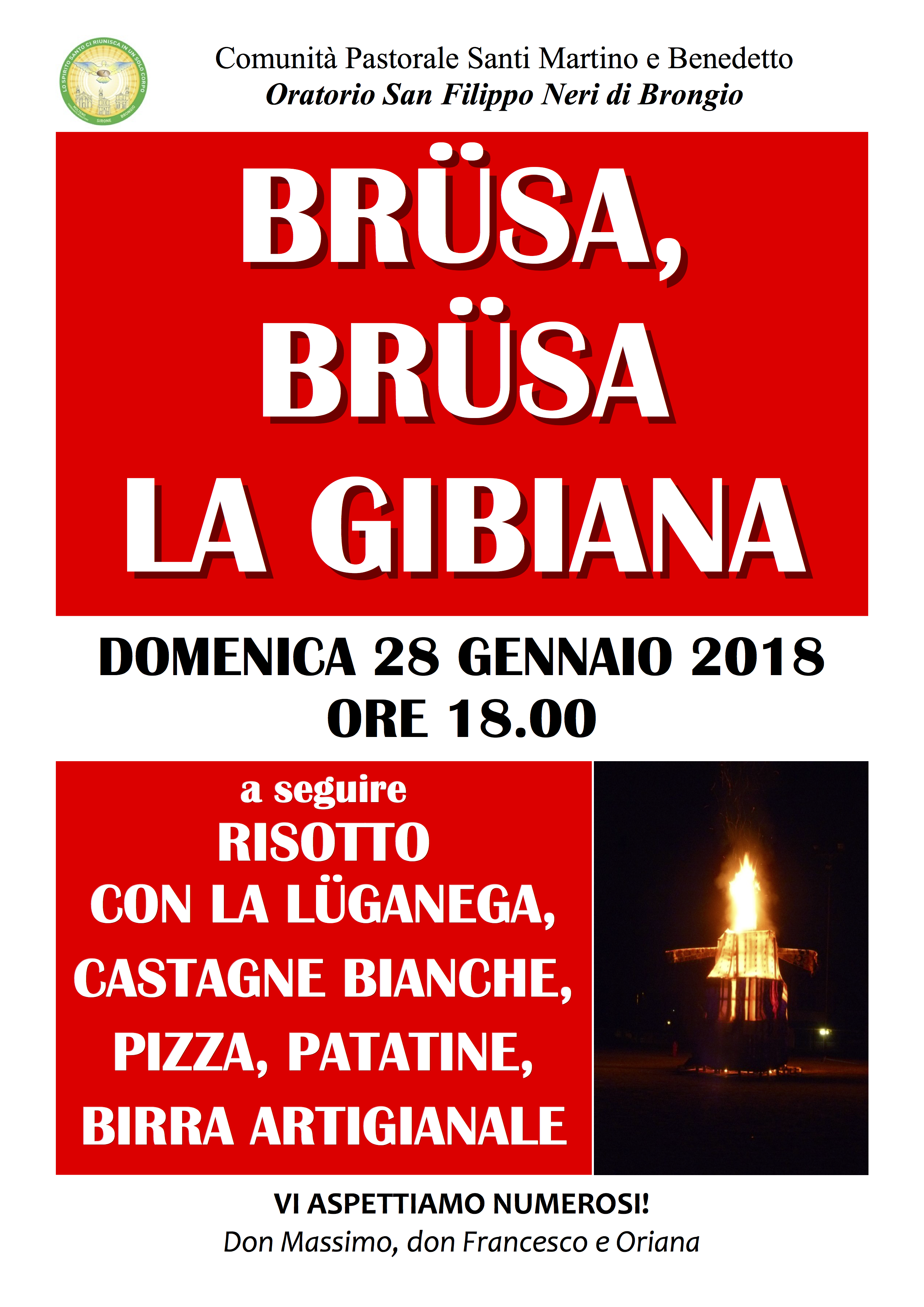 Il falò della Giubiana a Brongio