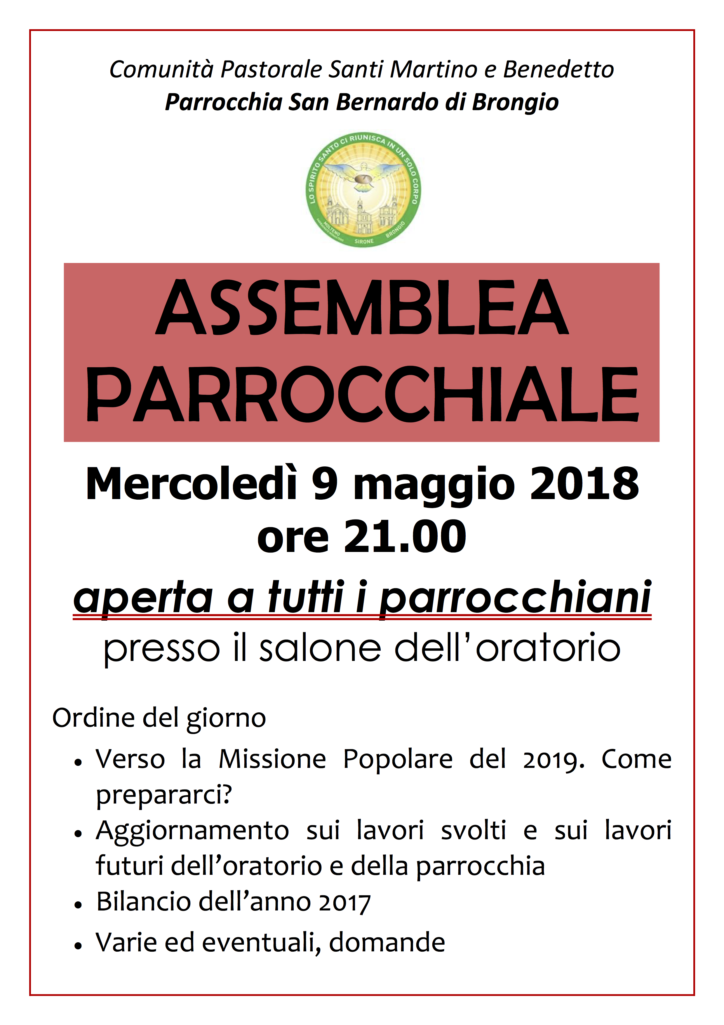 Assemblea parrocchiale a Brongio