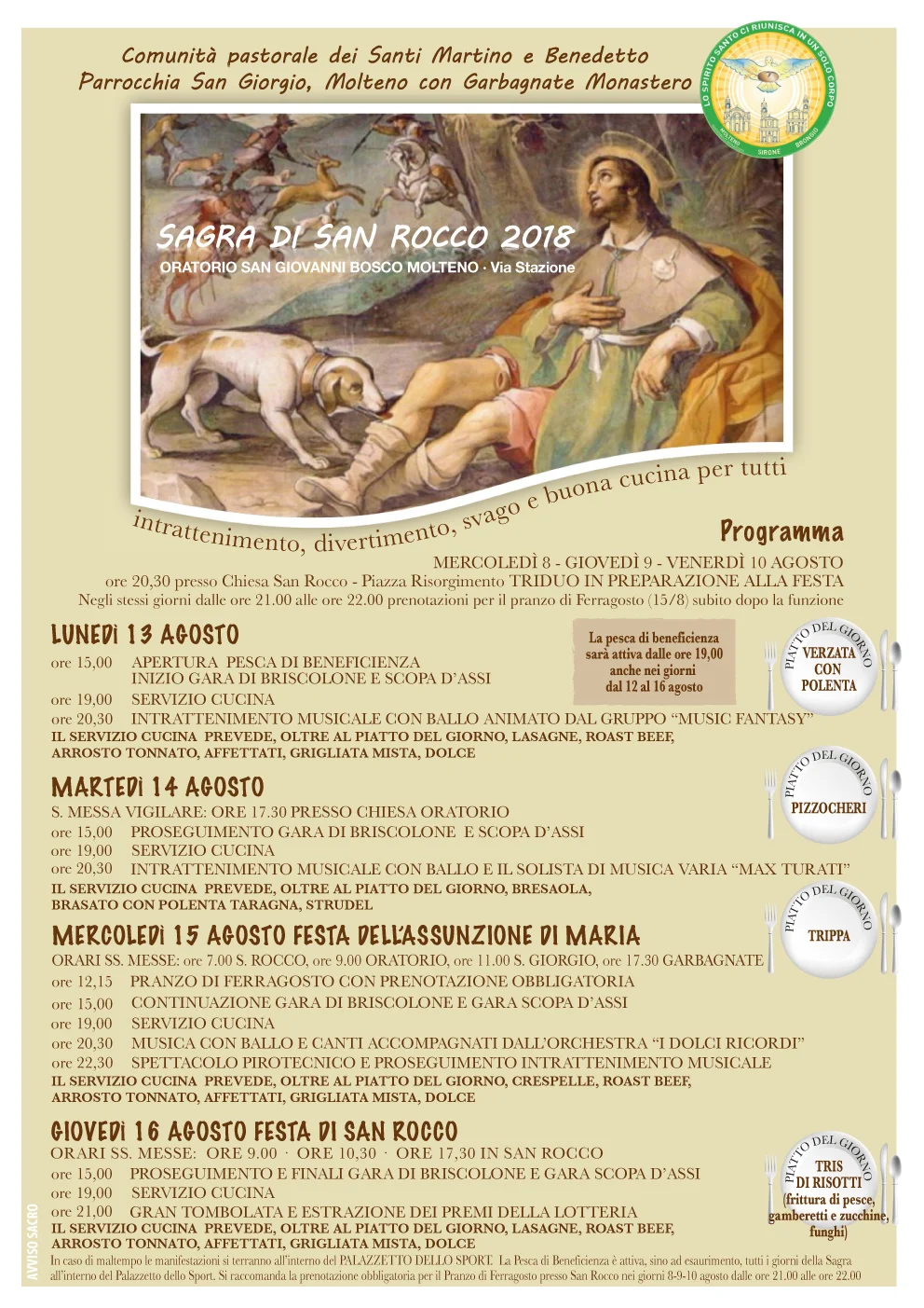 Programma festa di San Rocco