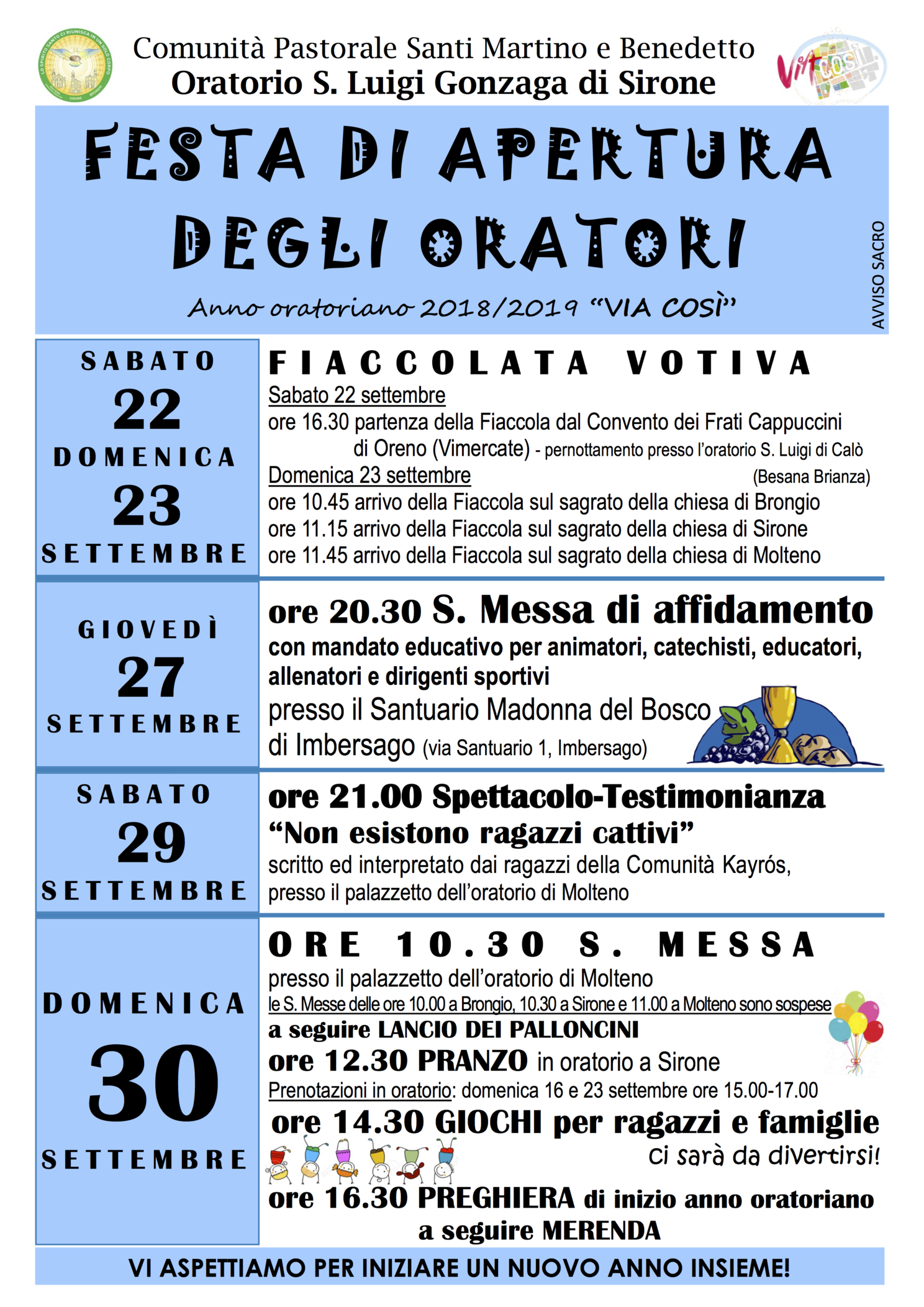 Festa di apertura degli oratori