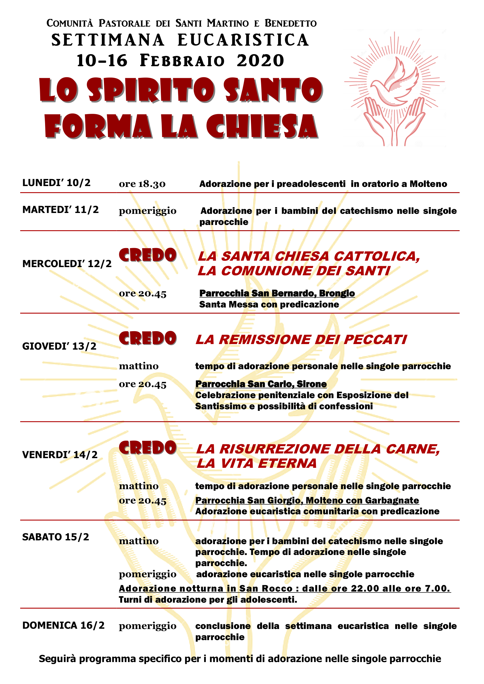 Lo Spirito Santo forma la Chiesa