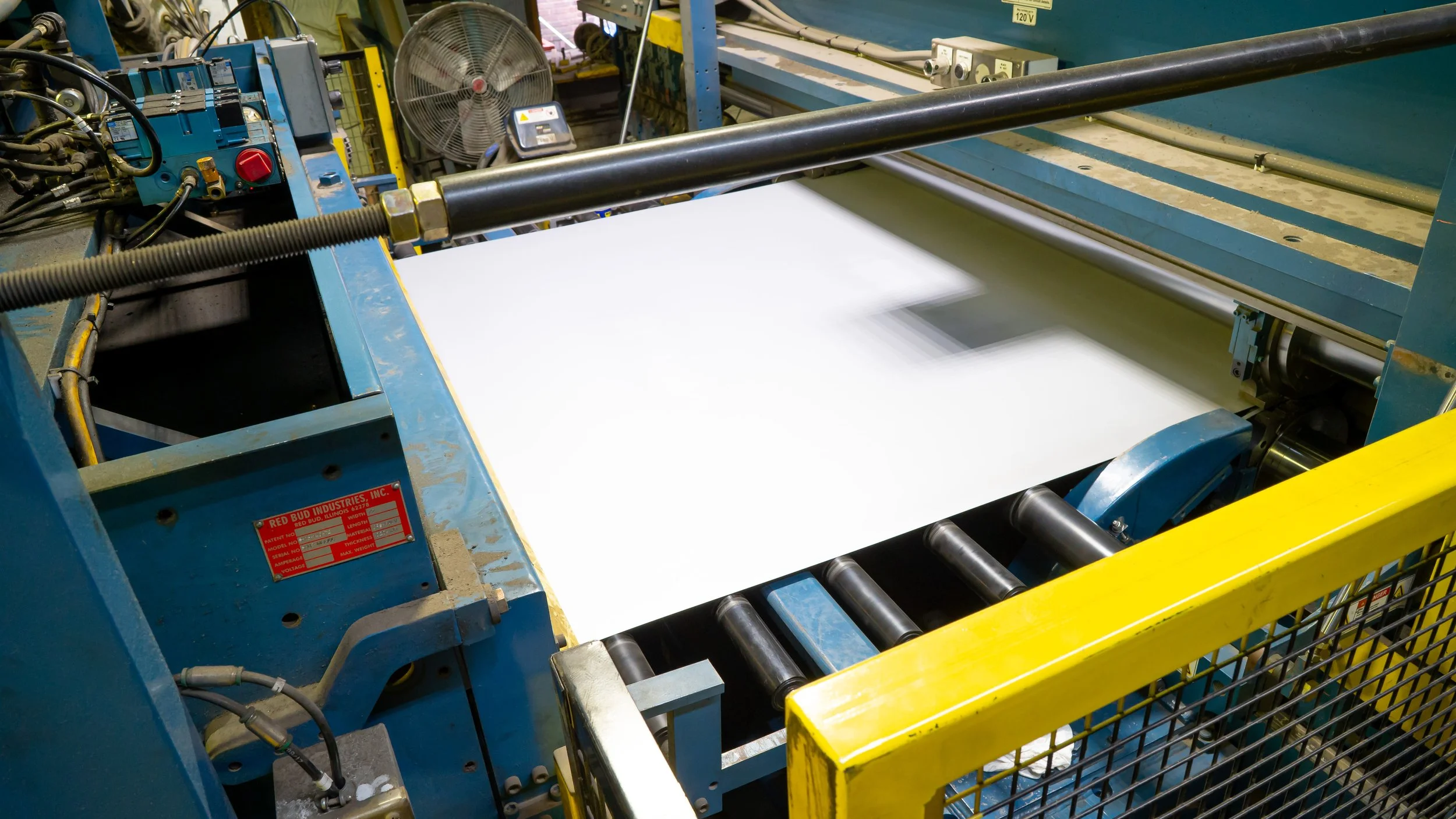 Pre-Paint Sheet Being Cut to Length