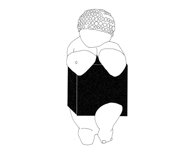 The Venus of Willendorf is Turning Into a Black Box 16" X 20" ink on paper