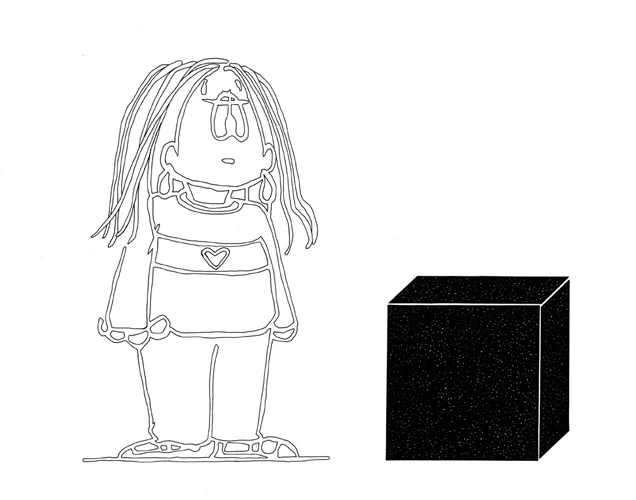 Cathy and a Black Box 16" X 20" ink on paper