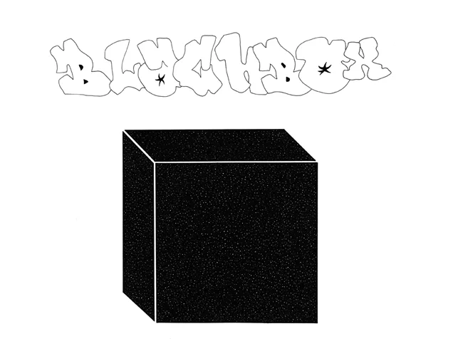 A Black Box Admiring Graffiti 16" X 20" ink on paper