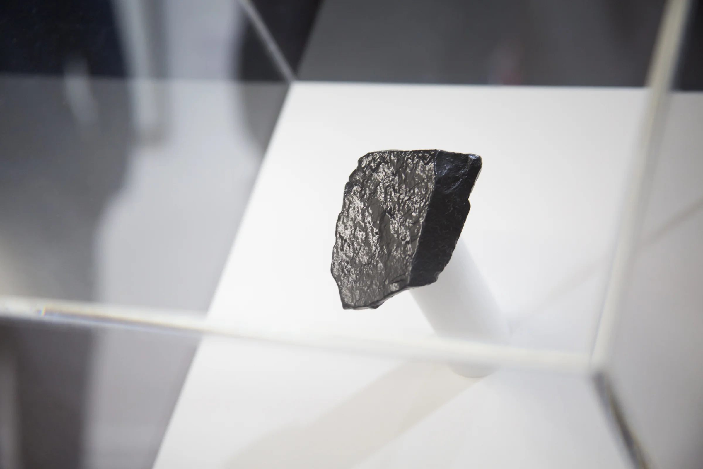 Detail view of stone in museum case