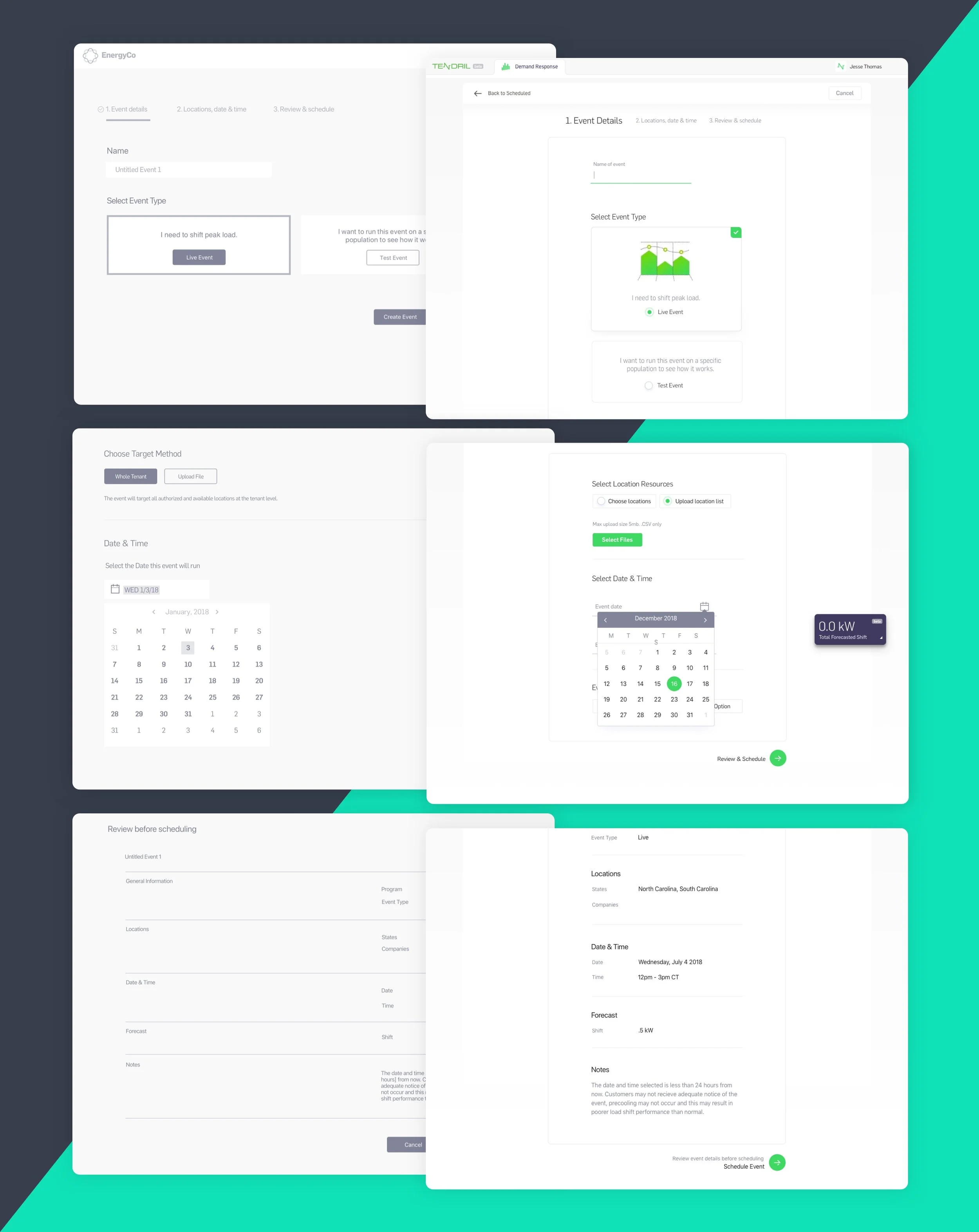 Early wireframes I created paired with the final UI from our UI Designer. Some data has been omitted for proprietary reasons.