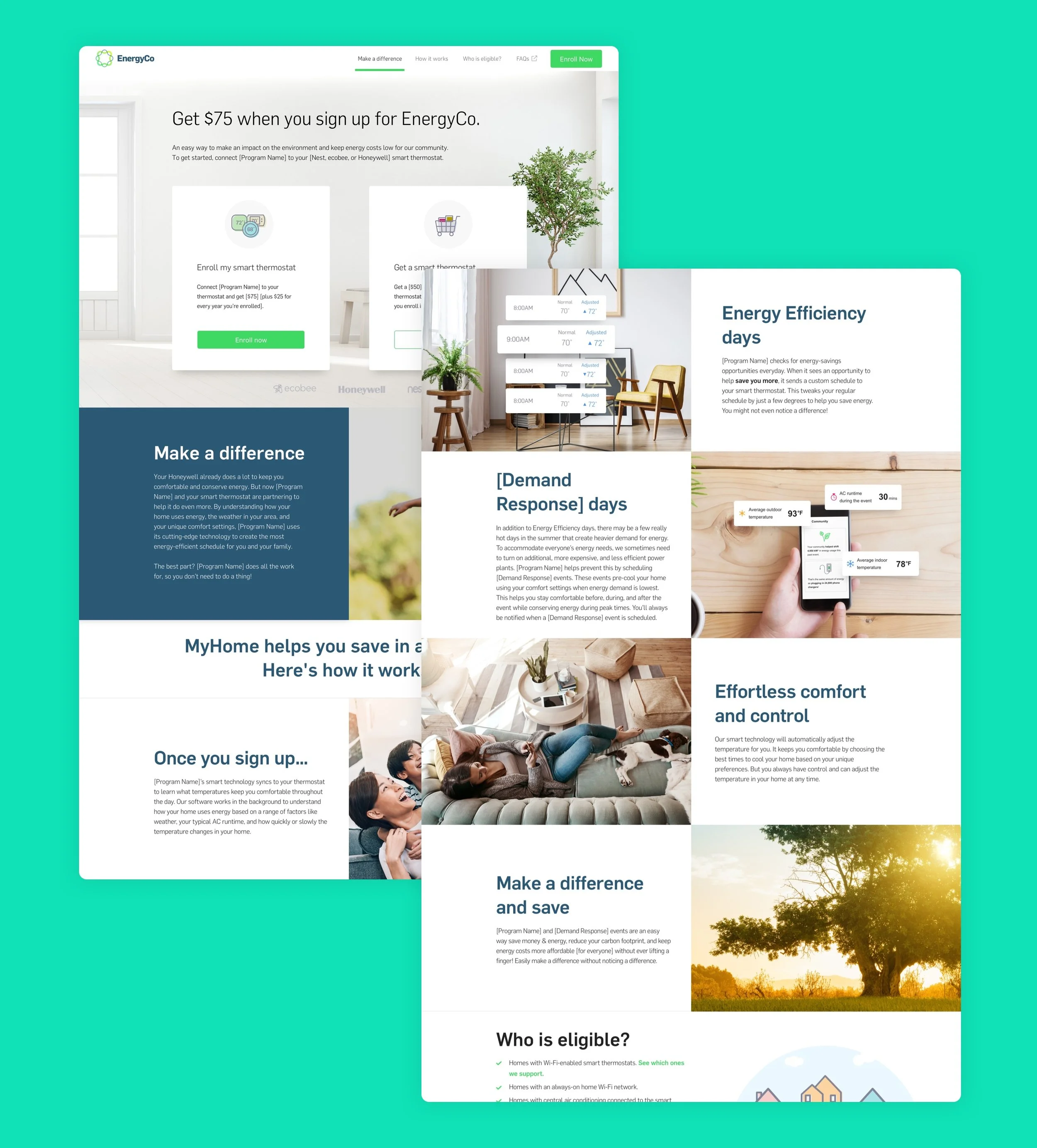 The final design I put together for the enrollment site