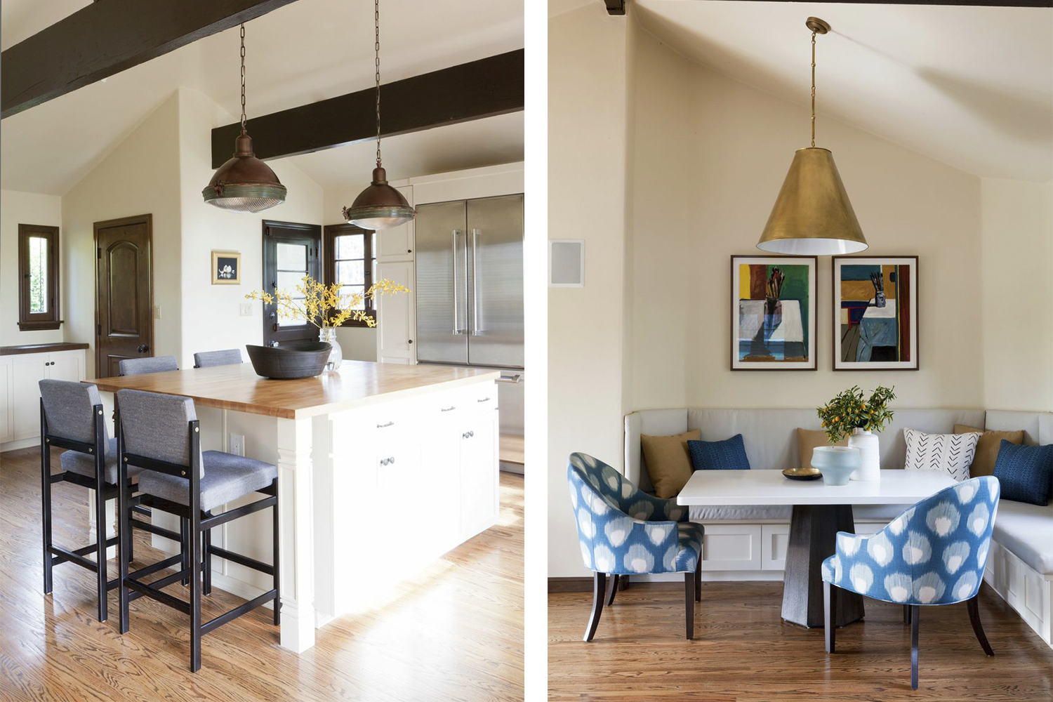 Commissioned kitchen island & banquette for DISC Interiors- Beachwood Canyon Residence