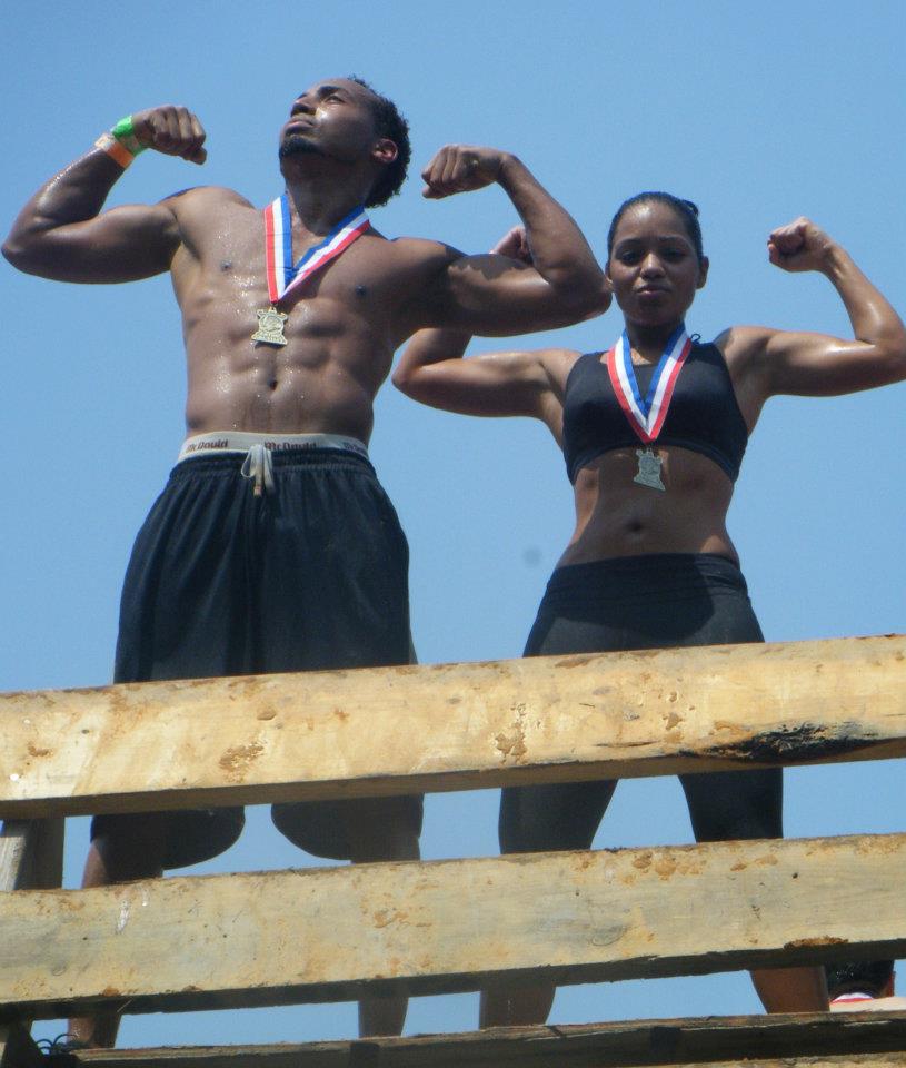 Chris & Christine (Team Chris) after crushing a mud obstacle course!