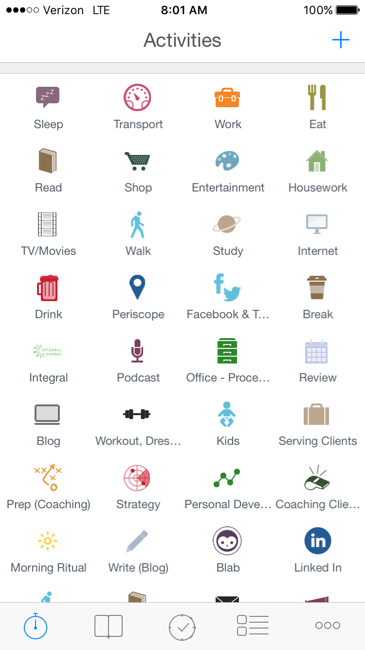 Screen shot of ATimeLogger 2 Smartphone App
