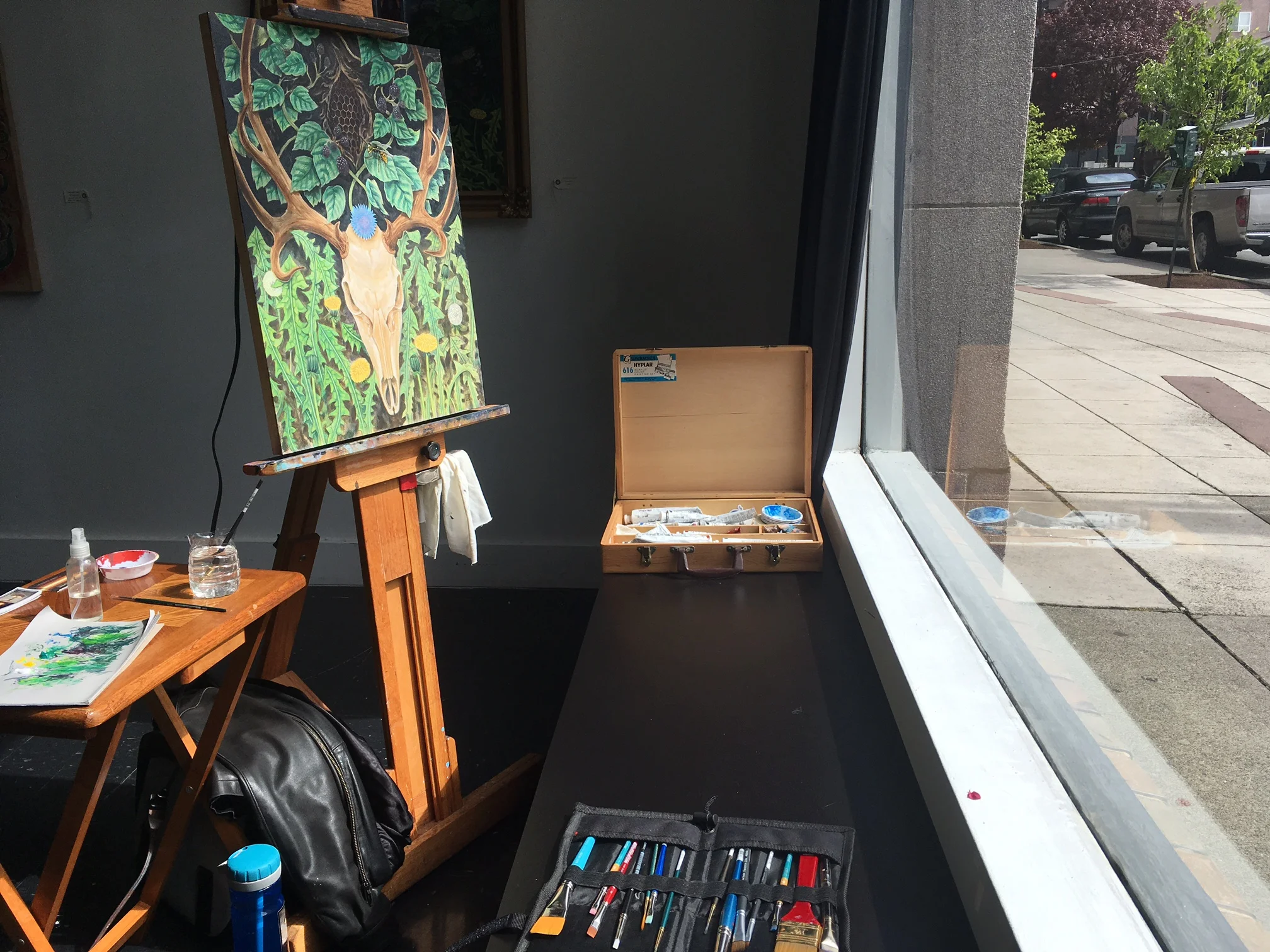 Painting and getting some sunshine at the same time.